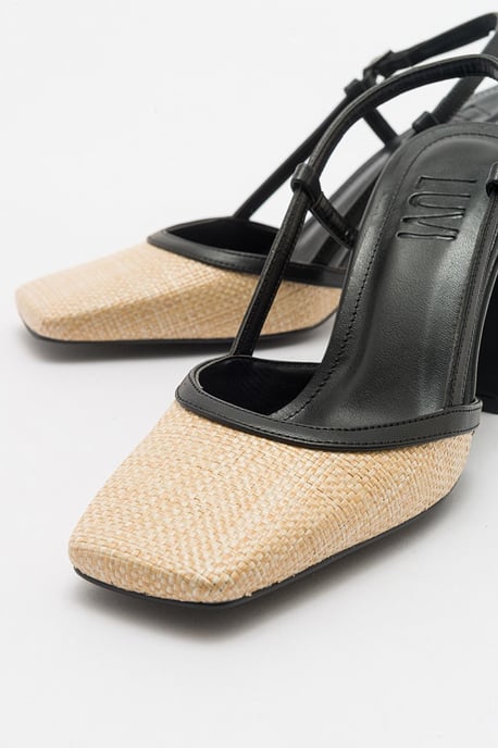 Rivie Raffia Blockabsatz-Pumps mit eckiger Zehenpartie (Damen) - Image 5