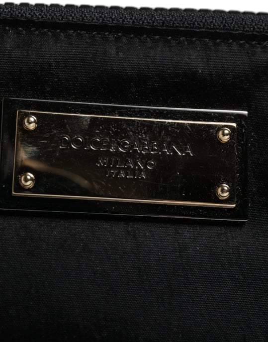Dolce & Gabbana Schwarze Nylon Logo-Plakette Schlüsselanhänger Pouch Clutch Bag - Image 4