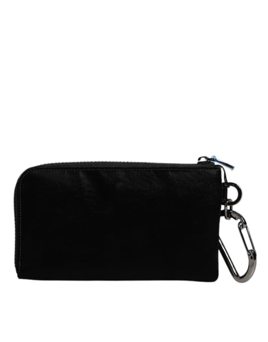Dolce & Gabbana Schwarze Nylon Logo-Plakette Schlüsselanhänger Pouch Clutch Bag - Image 5