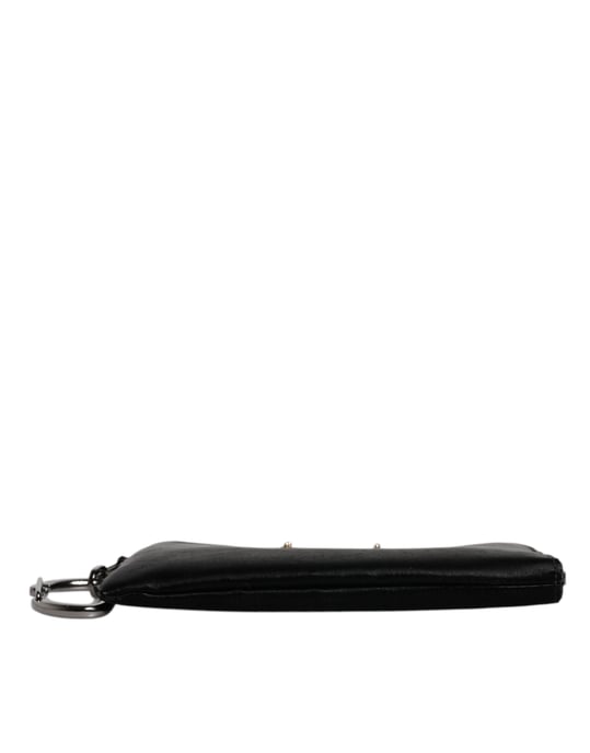 Dolce & Gabbana Schwarze Nylon Logo-Plakette Schlüsselanhänger Pouch Clutch Bag - Image 6