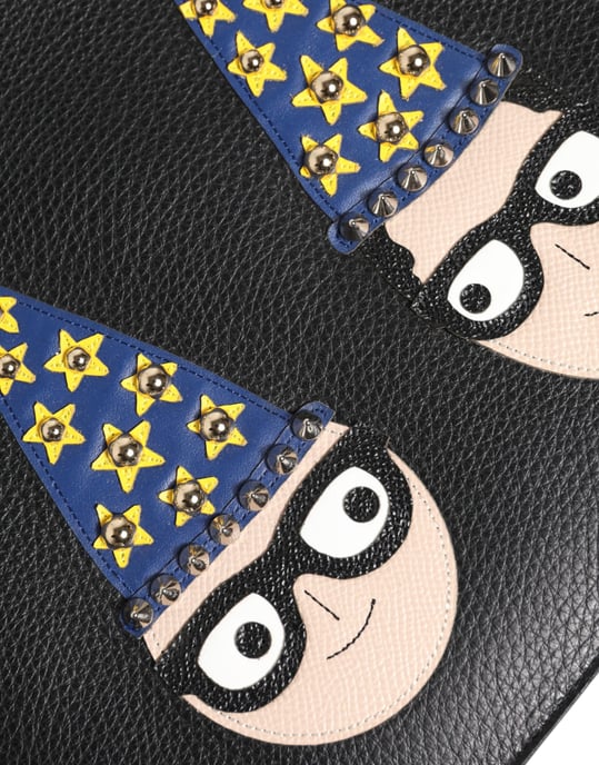 Dolce & Gabbana Schwarze Leder #DGFAMILY Verziertes Herren Clutch Pouch Bag - Image 6