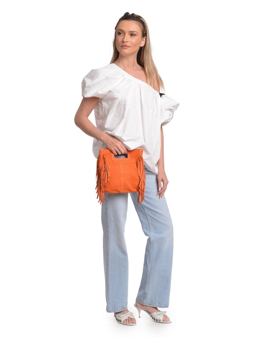 Anna Luchini Orange Rindsledertasche - Image 5