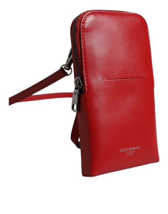 Dolce & Gabbana Rote Leder-Handytasche mit Umhängeriemen und Halsband - Image 3