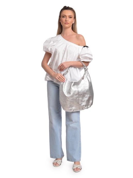 Anna Luchini Silber Rindsledertasche - Image 5