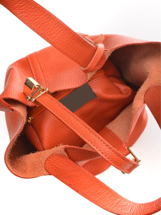 Anna Luchini Orange Rindsledertasche - Image 4