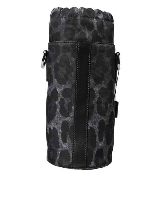 Dolce & Gabbana Schwarze Leopard Runde Schlanke Tragetasche mit Flascheneinsatz - Image 2