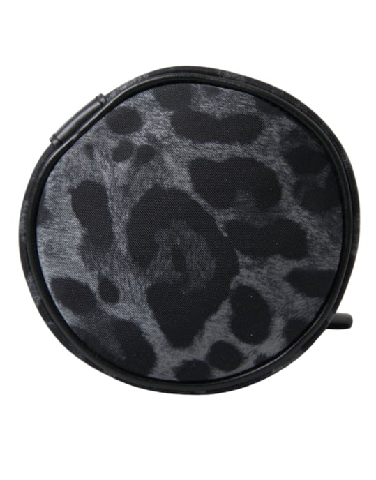 Dolce & Gabbana Schwarze Leopard Runde Schlanke Tragetasche mit Flascheneinsatz - Image 3