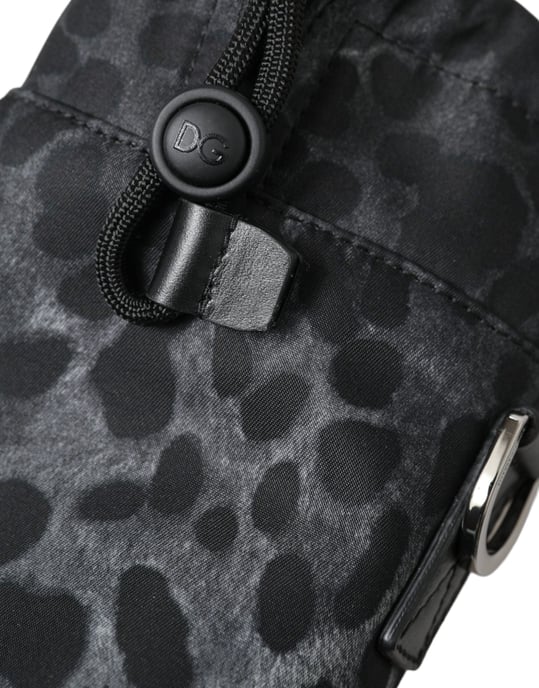 Dolce & Gabbana Schwarze Leopard Runde Schlanke Tragetasche mit Flascheneinsatz - Image 5
