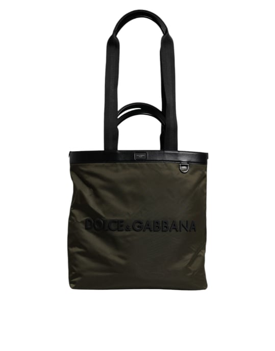 Dolce & Gabbana Militärgrüne Nylon Schulterriemen Tote Bag - Image 2
