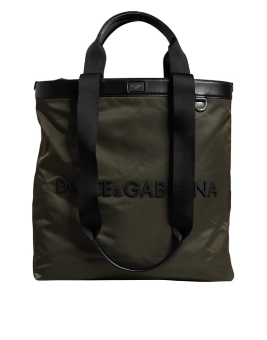 Dolce & Gabbana Militärgrüne Nylon Schulterriemen Tote Bag - Image 3
