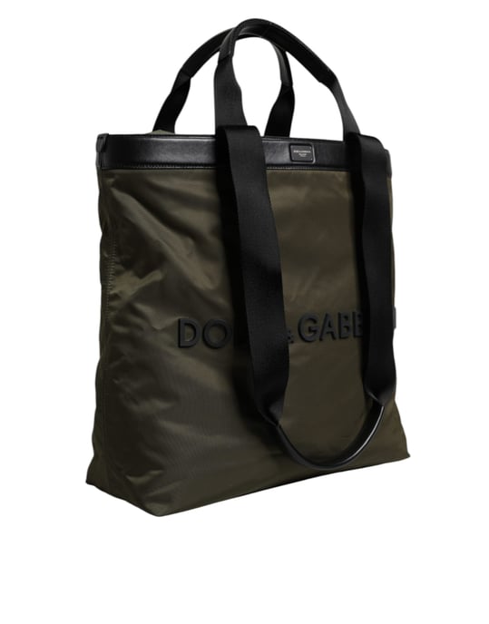 Dolce & Gabbana Militärgrüne Nylon Schulterriemen Tote Bag - Image 4