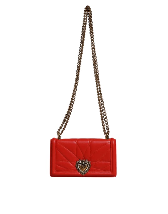 Dolce & Gabbana Rote Gequiltete Devotion Umhängetasche mit Kette für Handy - Image 2