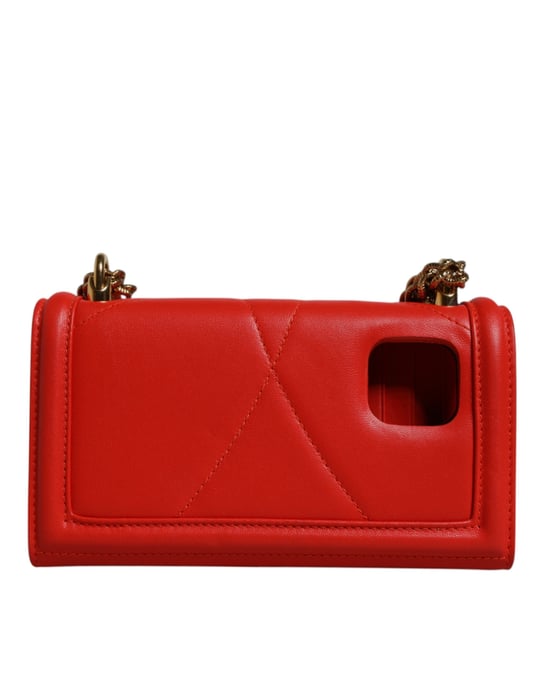 Dolce & Gabbana Rote Gequiltete Devotion Umhängetasche mit Kette für Handy - Image 5