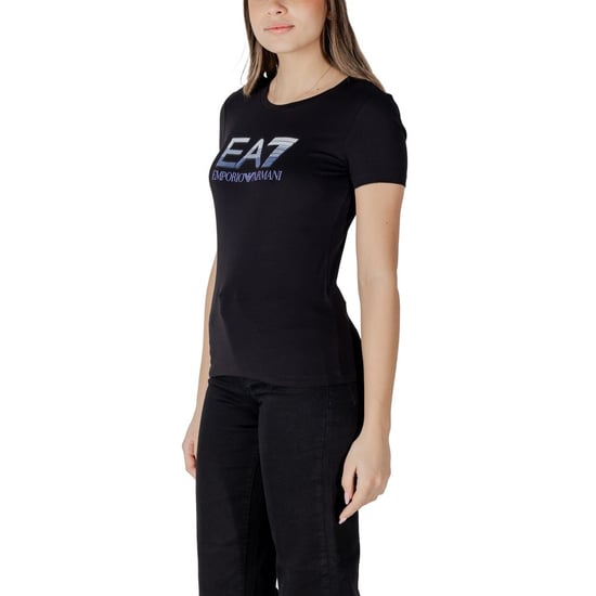 EA7 Emporio Armani Schwarzes Baumwoll-T-Shirt - Image 3