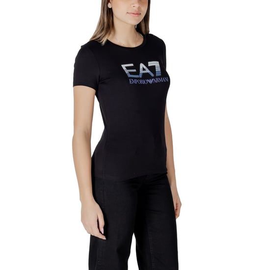 EA7 Emporio Armani Schwarzes Baumwoll-T-Shirt - Image 4