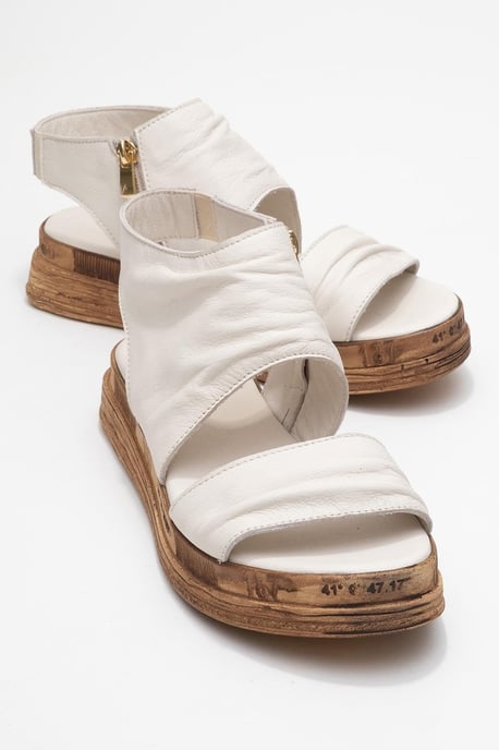 Lunas Leder Side-Zip Flach Absatz Sandale - Image 1