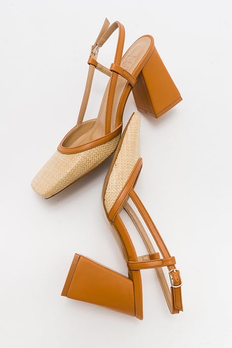 Rivie Raffia Blockabsatz-Pumps mit eckiger Zehenpartie (Damen) - Image 3