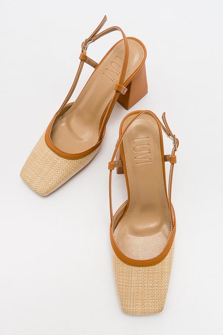Rivie Raffia Blockabsatz-Pumps mit eckiger Zehenpartie (Damen) - Image 4