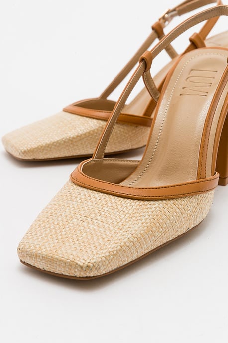Rivie Raffia Blockabsatz-Pumps mit eckiger Zehenpartie (Damen) - Image 5