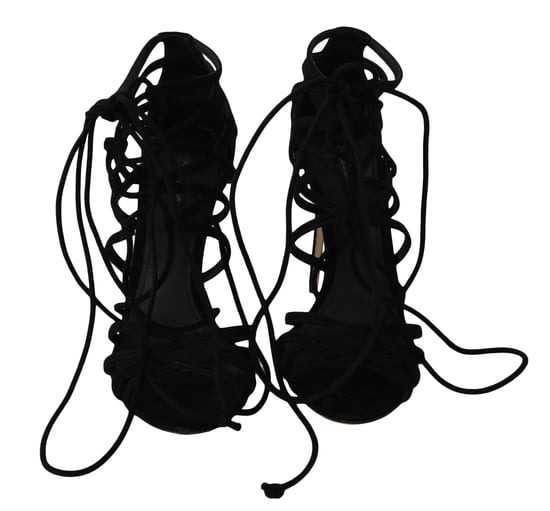 Dolce & Gabbana schwarze Wildleder-Stiletto-Sandalen mit Riemchen - Image 2
