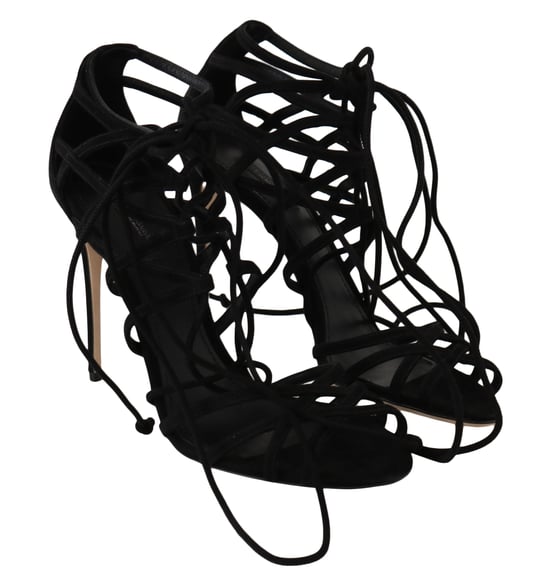 Dolce & Gabbana schwarze Wildleder-Stiletto-Sandalen mit Riemchen - Image 3