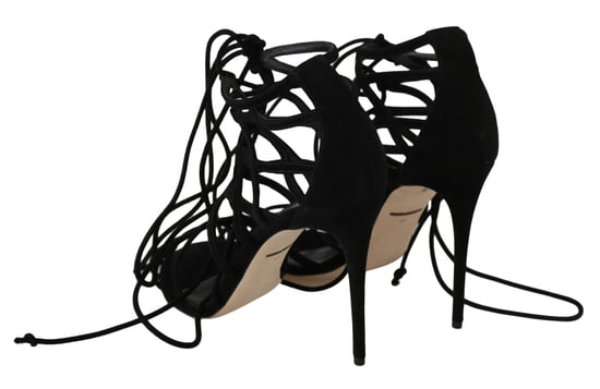 Dolce & Gabbana schwarze Wildleder-Stiletto-Sandalen mit Riemchen - Image 4