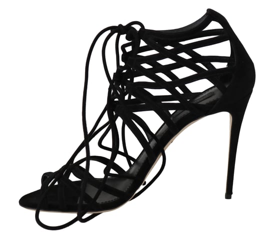 Dolce & Gabbana schwarze Wildleder-Stiletto-Sandalen mit Riemchen - Image 5
