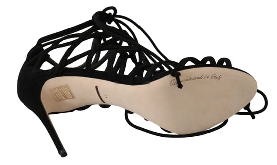 Dolce & Gabbana schwarze Wildleder-Stiletto-Sandalen mit Riemchen - Image 6