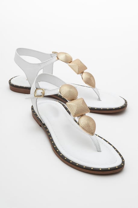 Giulia Leder Flach Sandale (Women) - Image 1