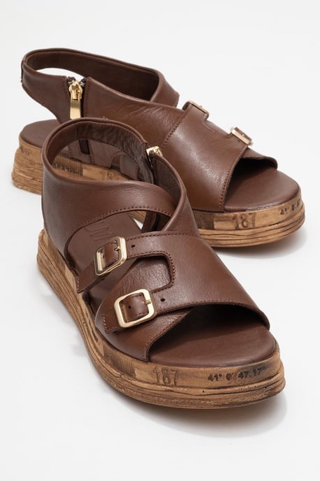 Levine Leder Mit Schnalle Side-Zip Sandale - Image 1