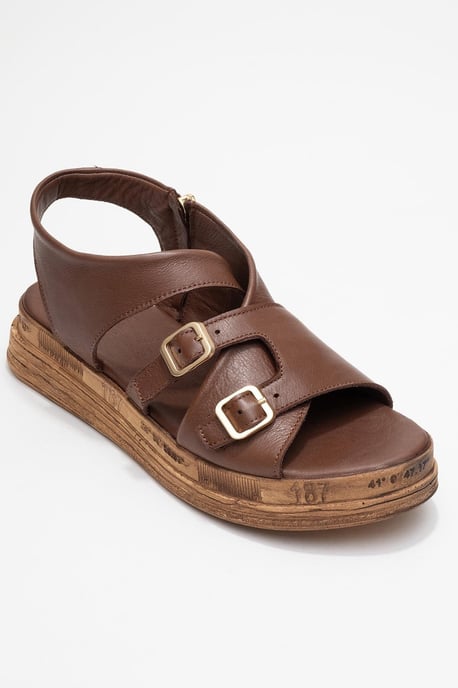 Levine Leder Mit Schnalle Side-Zip Sandale - Image 3