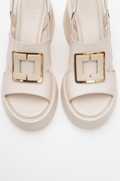 Lucia Leder Schnalle Plateau Sandale - Image 2