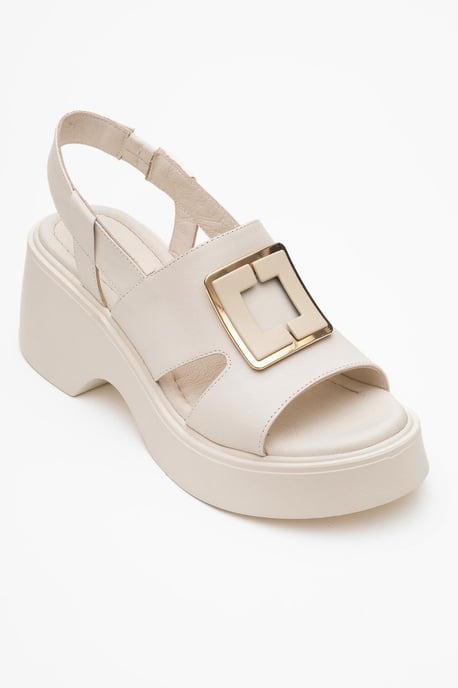 Lucia Leder Schnalle Plateau Sandale - Image 3