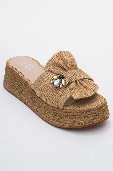 Shara Braided Bow & Bee Schnalle Plateau Sandale - Image 3