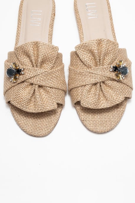Daphne Raffia Bow Slide Sandale - Image 3