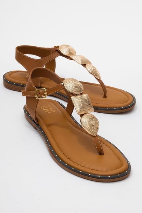 Giulia Leder Flach Sandale - Image 1