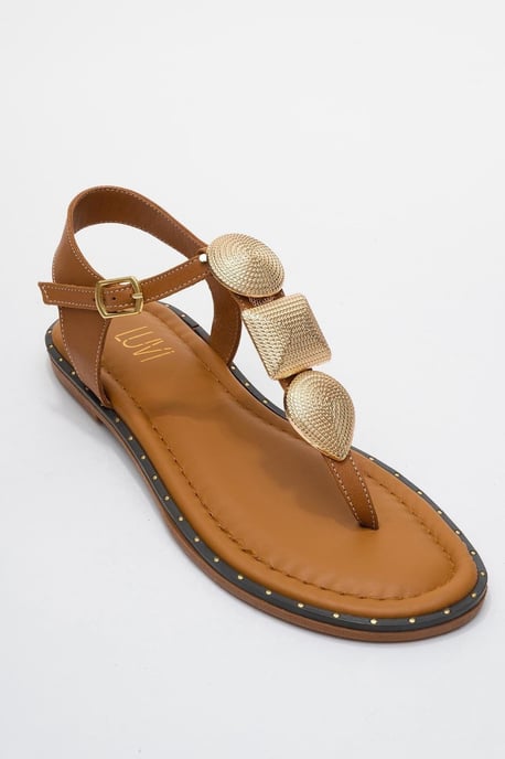 Giulia Leder Flach Sandale - Image 3