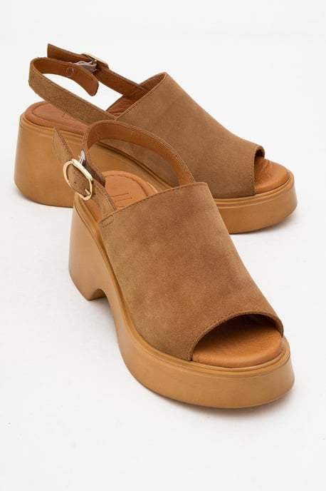 Power Leder Plateau Keilabsatz Sandalen (Women) - Image 4