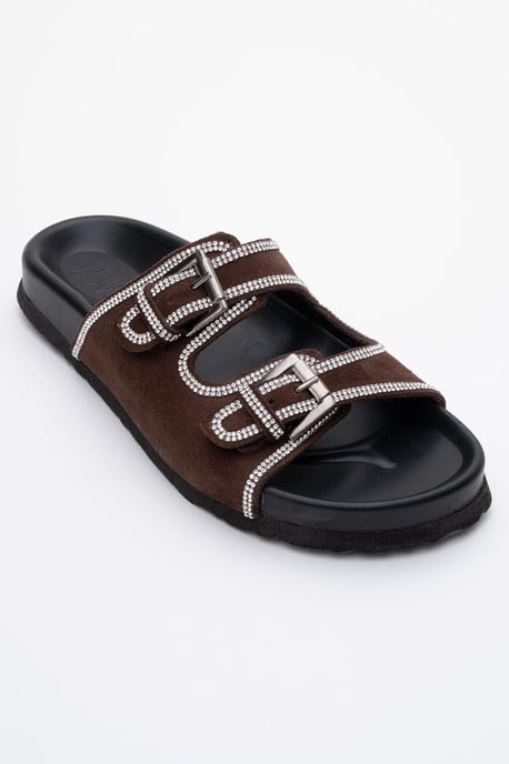 Allen Rhinestone Leder Slide Sandale (Women) - Image 2