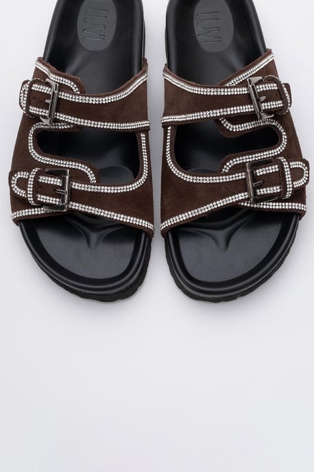 Allen Rhinestone Leder Slide Sandale (Women) - Image 3