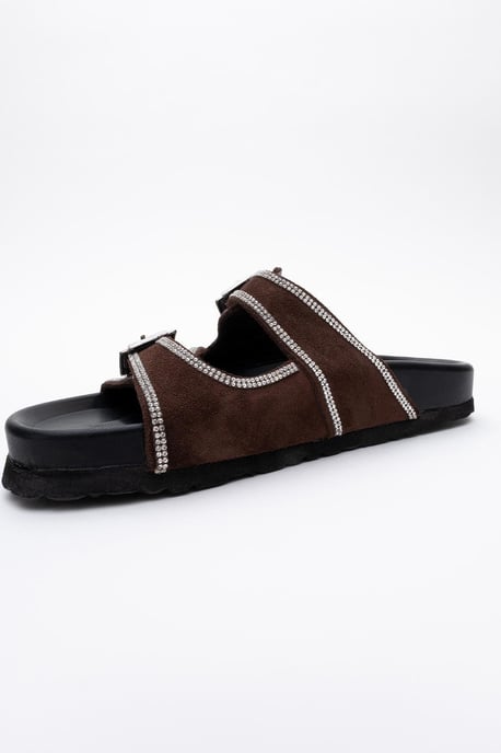 Allen Rhinestone Leder Slide Sandale (Women) - Image 4