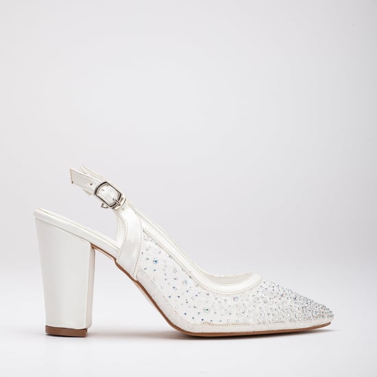 Monique Elfenbein Spitze Slingback Schuhe - Image 1