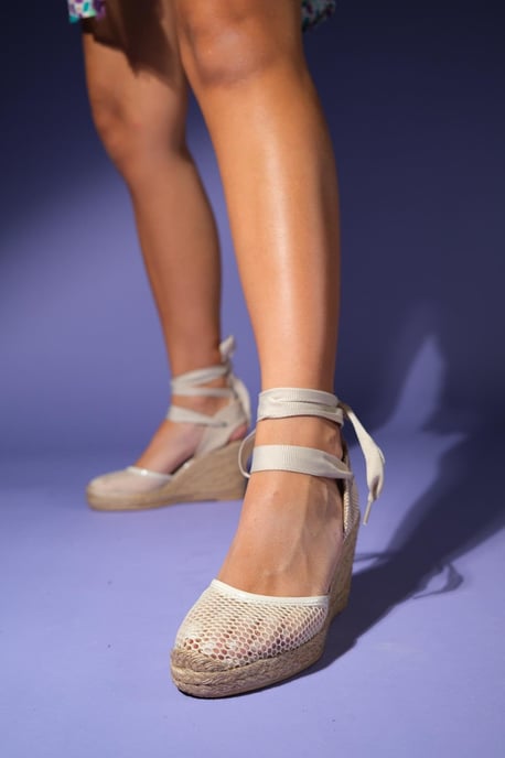 Lions Mesh Leder Keilabsatz Espadrilles Sandale (Damen) - Image 2