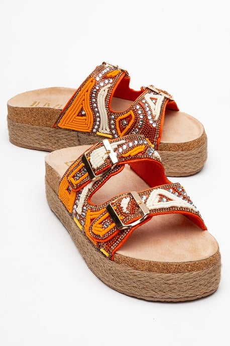Bobby Beaded Straw Plateau Slide Sandale - Image 2