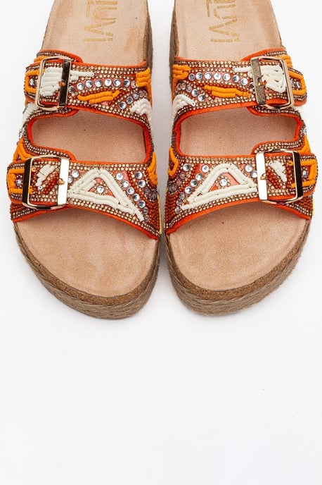 Bobby Beaded Straw Plateau Slide Sandale - Image 3