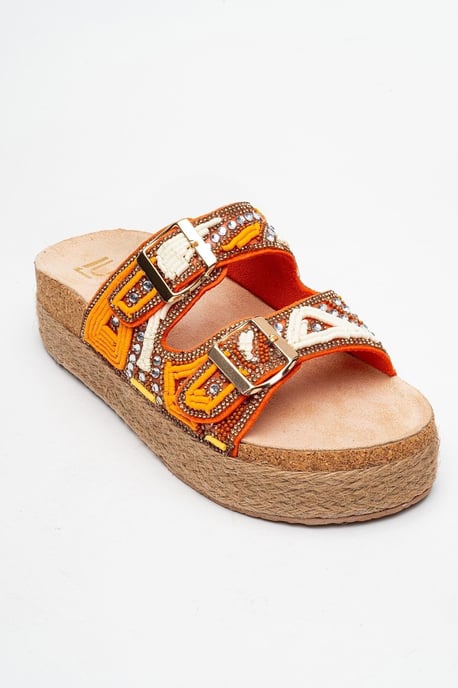 Bobby Beaded Straw Plateau Slide Sandale - Image 4