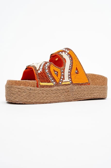 Bobby Beaded Straw Plateau Slide Sandale - Image 5