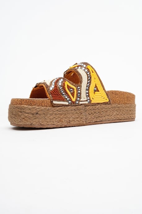Bobby Beaded Straw Plateau Slide Sandale - Image 4