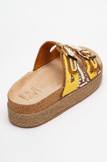 Bobby Beaded Straw Plateau Slide Sandale - Image 5