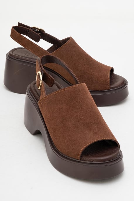 Power Leder Plateau Keilabsatz Sandalen (Women) - Image 2